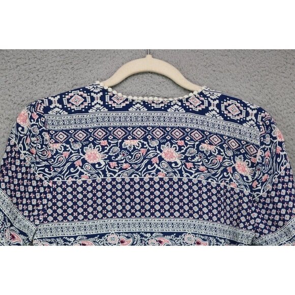 Daniel Rainn Long Sleeve Crochet Trim Keyhole Tassels Top-Small-Cottagecore - Picture 7 of 7